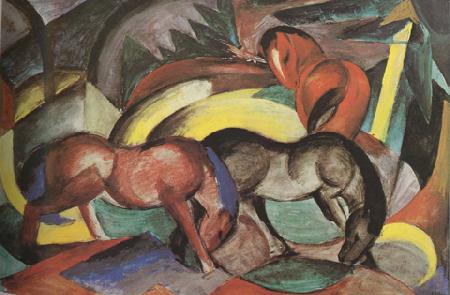 Franz Marc Three Horses (mk34) oil painting image
